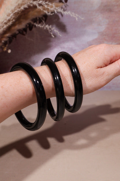 Black Obsidian Bangles 8cm Bracelets Tali & Loz Crystals