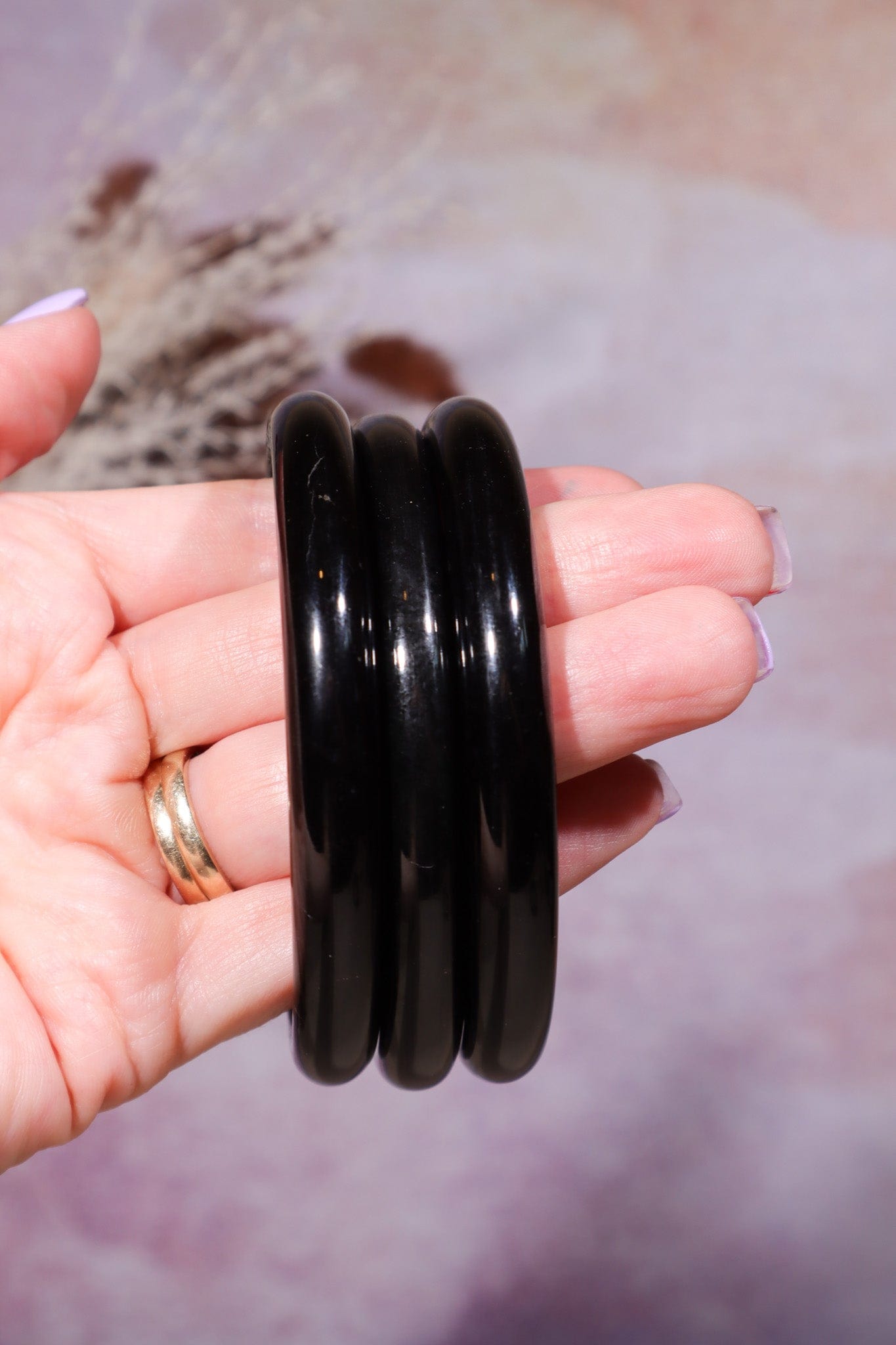 Black Obsidian Bangles 8cm Bracelets Tali & Loz Crystals