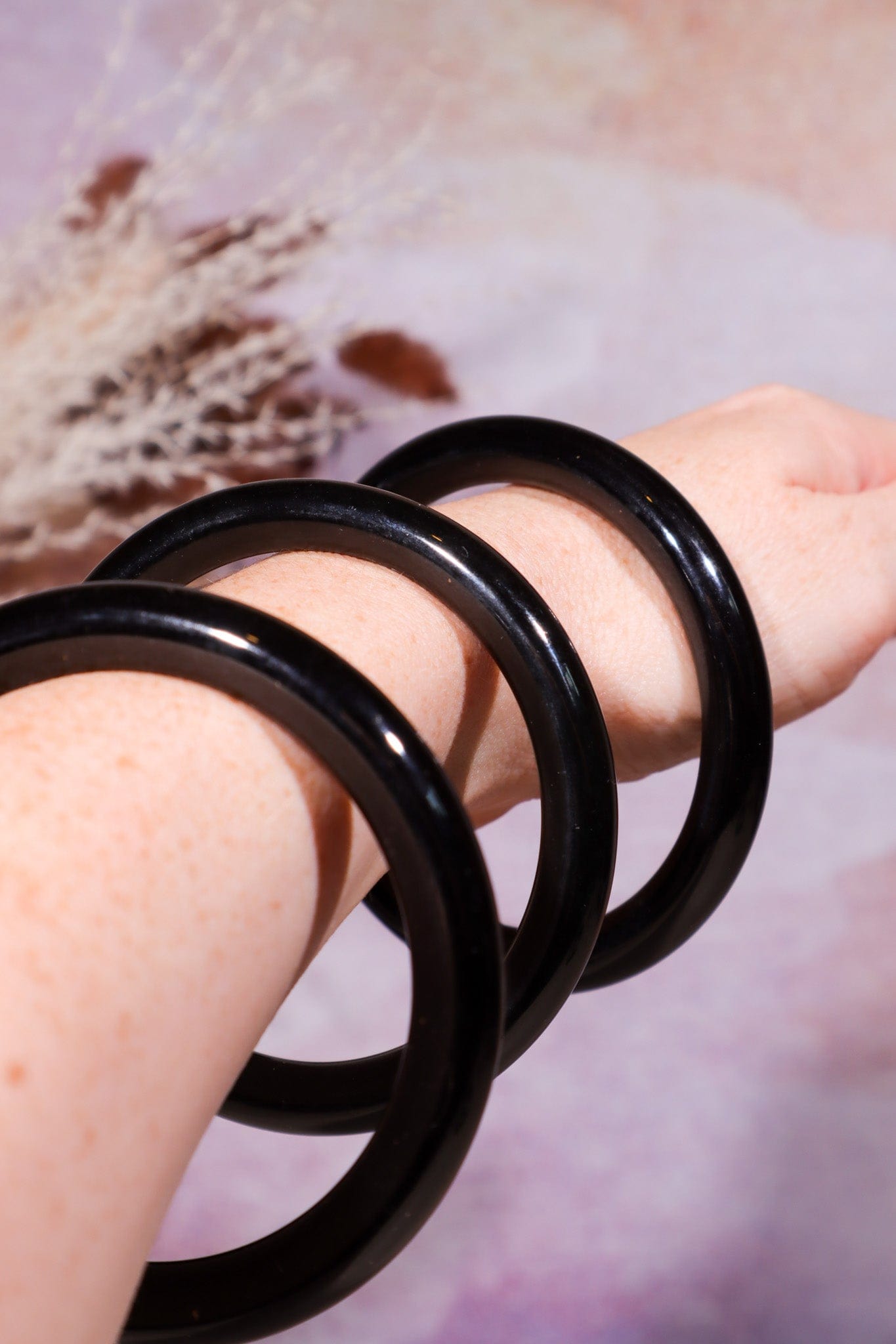 Black Obsidian Bangles 8cm Bracelets Tali & Loz Crystals