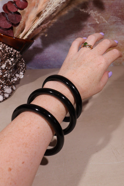 Black Obsidian Bangles 8cm Bracelets Tali & Loz Crystals