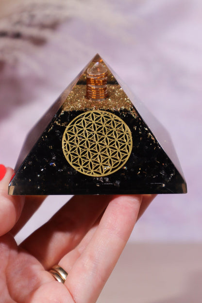 Black Tourmaline Orgone - Flower of Life 6cm Orgone Tali & Loz Crystals