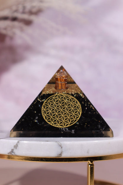 Black Tourmaline Orgone - Flower of Life 6cm Orgone Tali & Loz Crystals