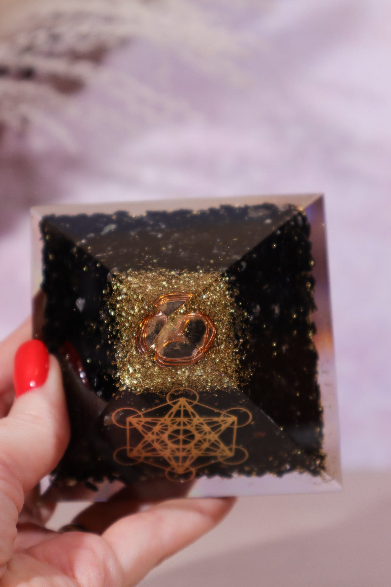 Black Tourmaline Orgone - Metatron 6.5cm Orgone Tali & Loz Crystals