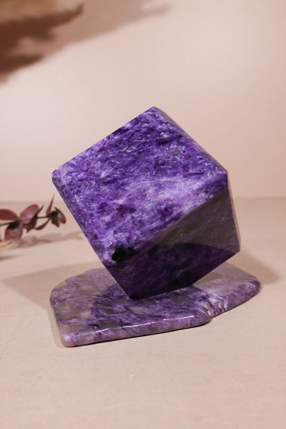 Charoite Cube on Slice Pair 7.5cm Polished Crystals Tali & Loz Crystals