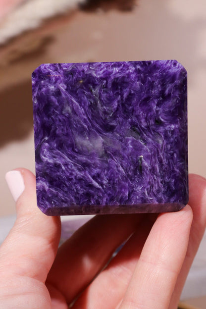 Charoite Cube on Slice Pair 7.5cm Polished Crystals Tali & Loz Crystals