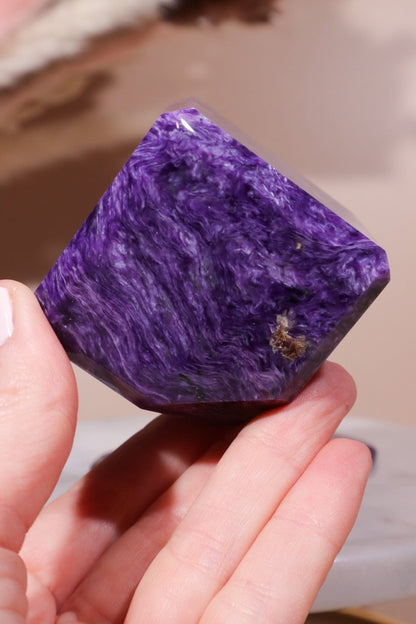 Charoite Cube on Slice Pair 7.5cm Polished Crystals Tali & Loz Crystals