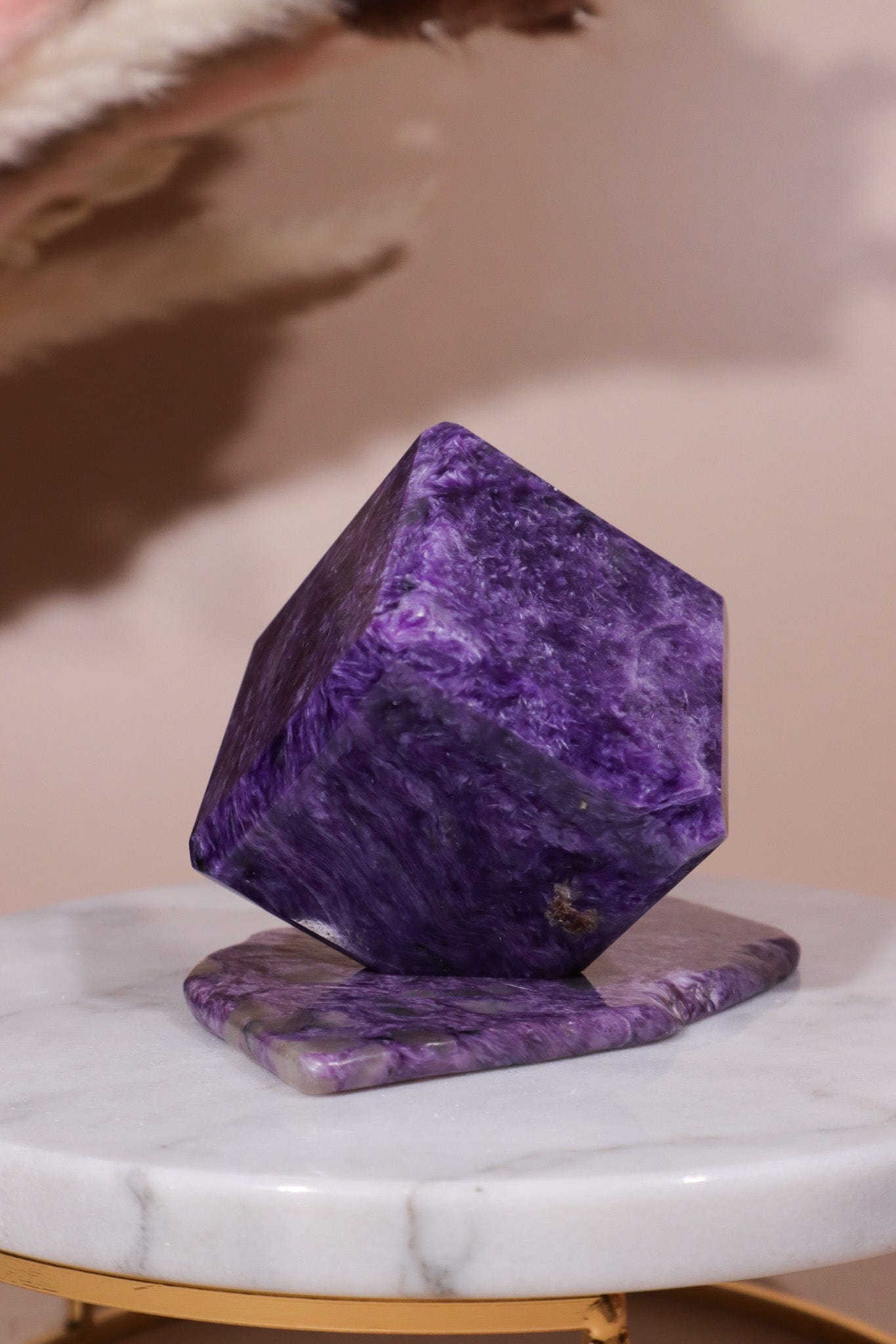 Charoite Cube on Slice Pair 7.5cm Polished Crystals Tali & Loz Crystals