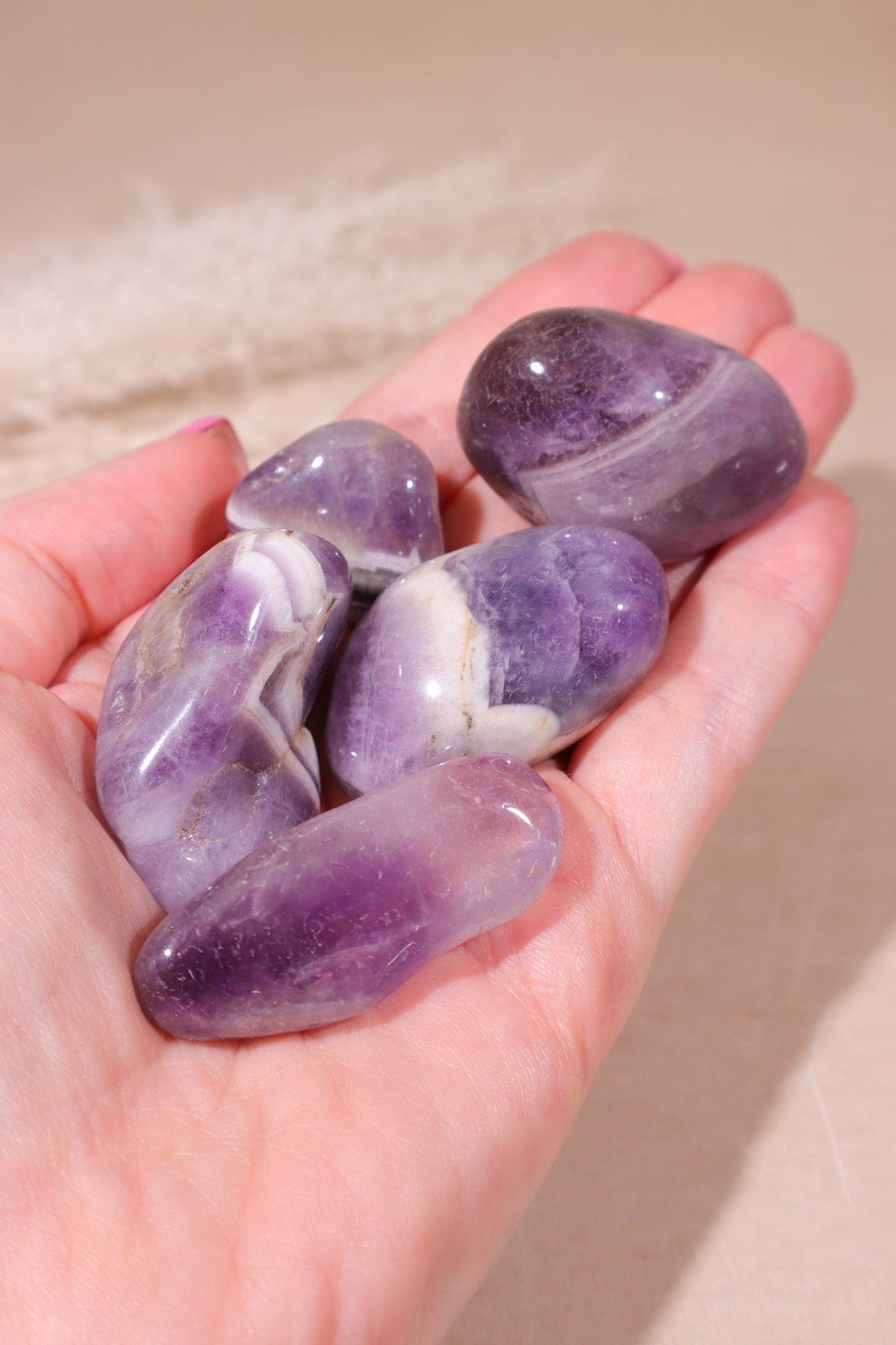 Chevron Amethyst Tumblestones 20-40mm Tumblestones Tali & Loz Crystals