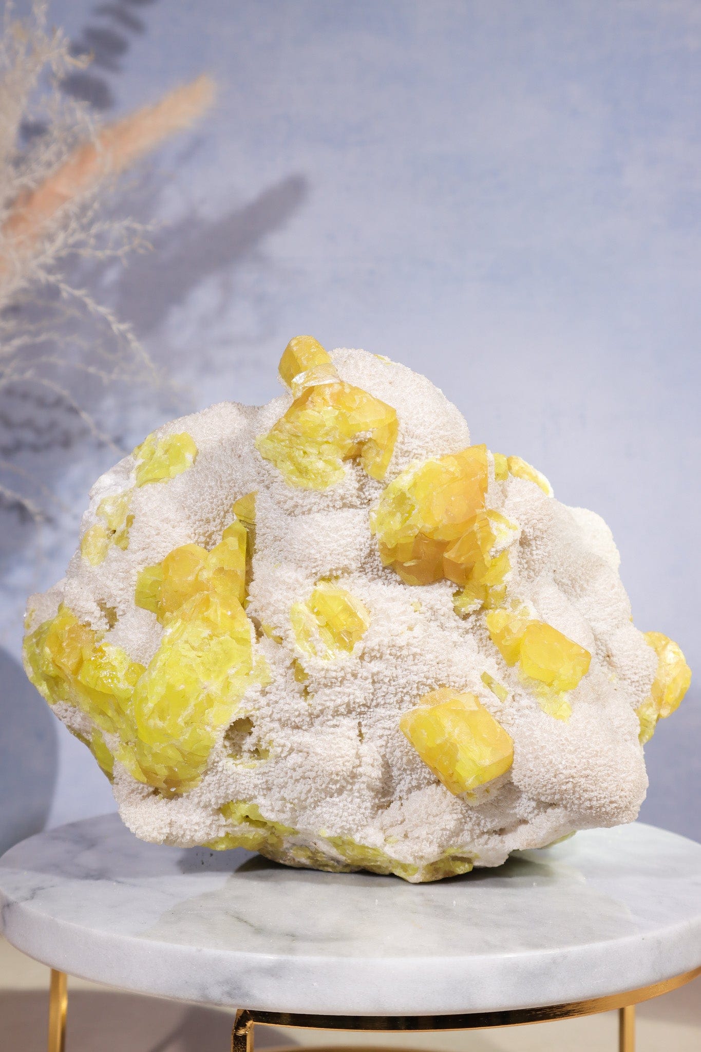 Crystallised Sulphur on Baryte 3.2kg Minerals Tali & Loz Crystals