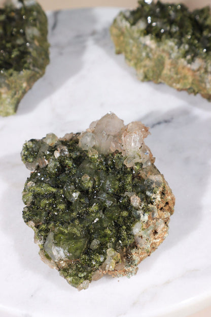 'Forest' Epidote on Quartz 90g - Tali & Loz Crystals