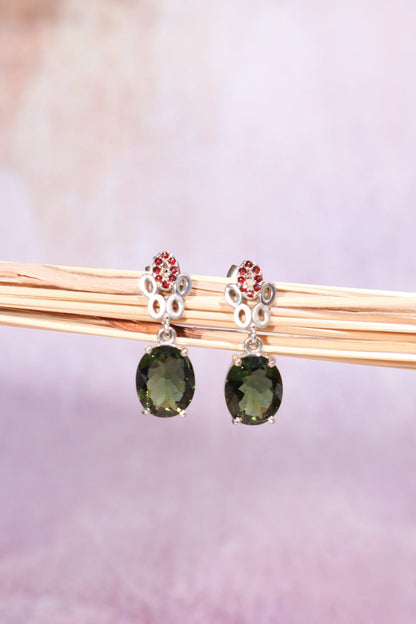 Moldavite Earrings 'Flora' Earrings Tali & Loz