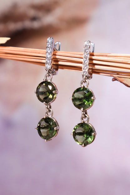 Moldavite Earrings 'Selene' Earrings Tali & Loz