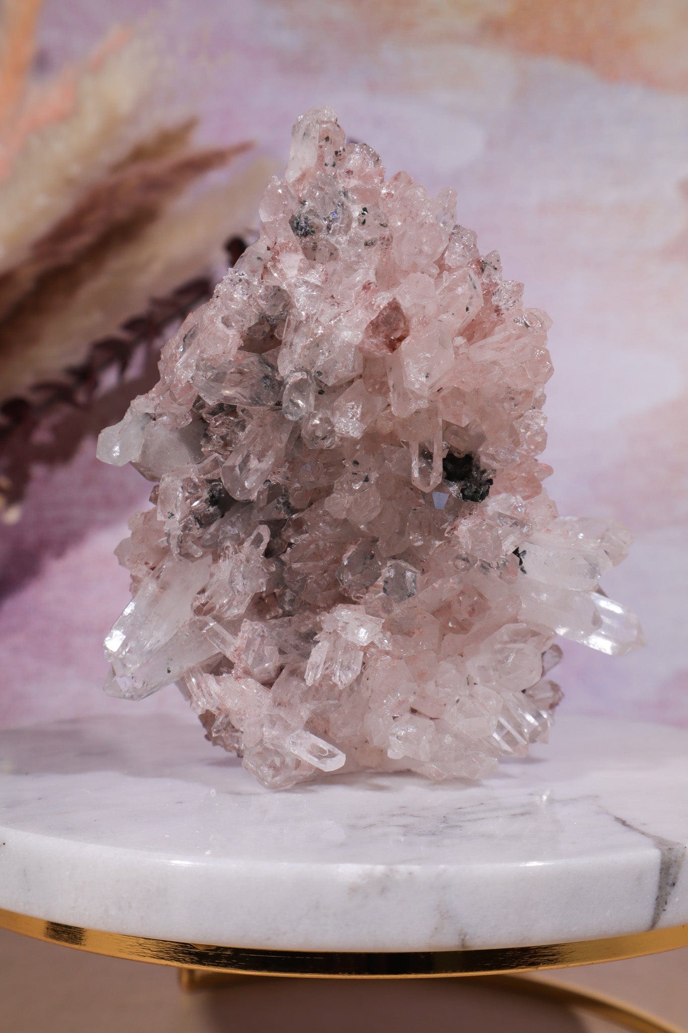 Pink Lemurian Cluster with Chlorite Inclusions 0.4kg Rocks & Fossils Tali & Loz Crystals