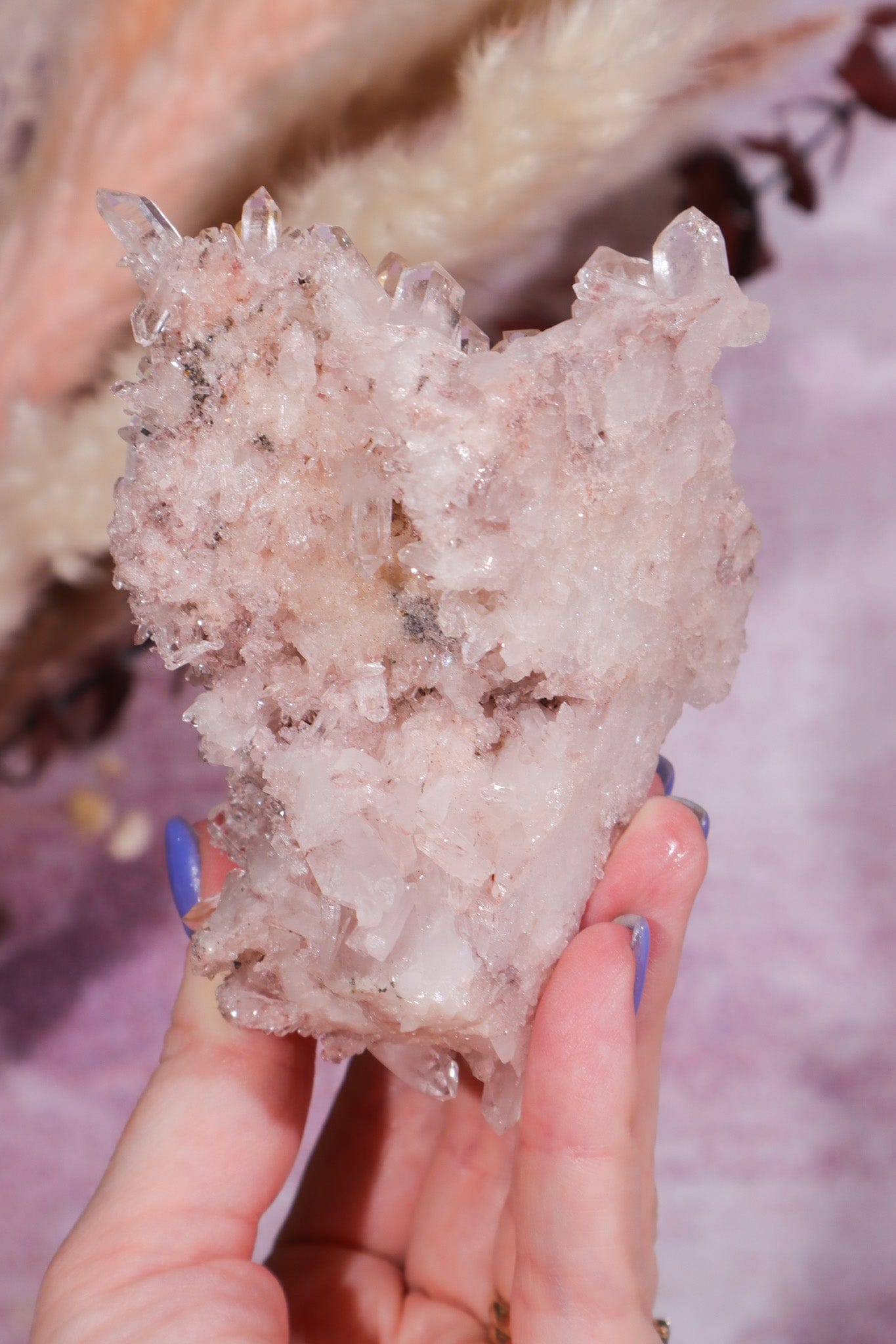 Pink Lemurian Cluster with Halloysite Inclusions 0.2kg Rocks & Fossils Tali & Loz Crystals