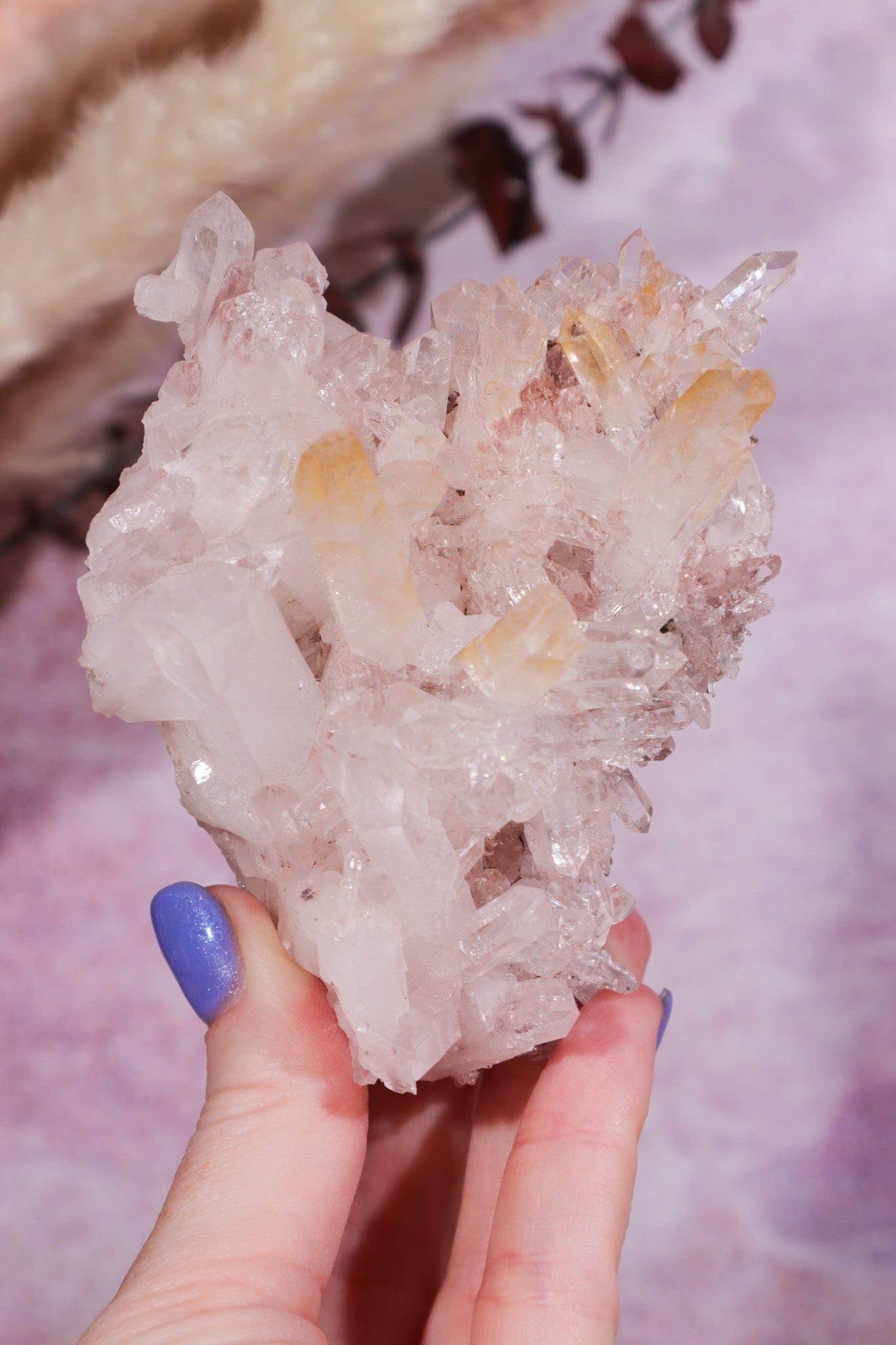 Pink Lemurian Cluster with Halloysite Inclusions 0.2kg Rocks & Fossils Tali & Loz Crystals