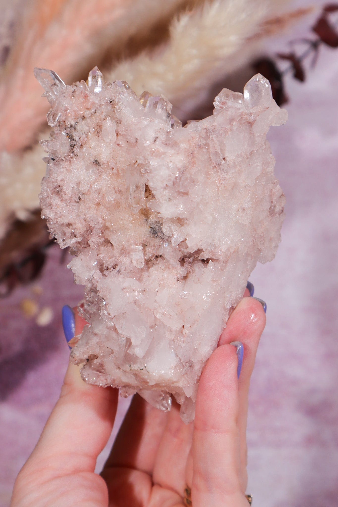 Pink Lemurian Cluster with Halloysite Inclusions 0.2kg Rocks & Fossils Tali & Loz Crystals