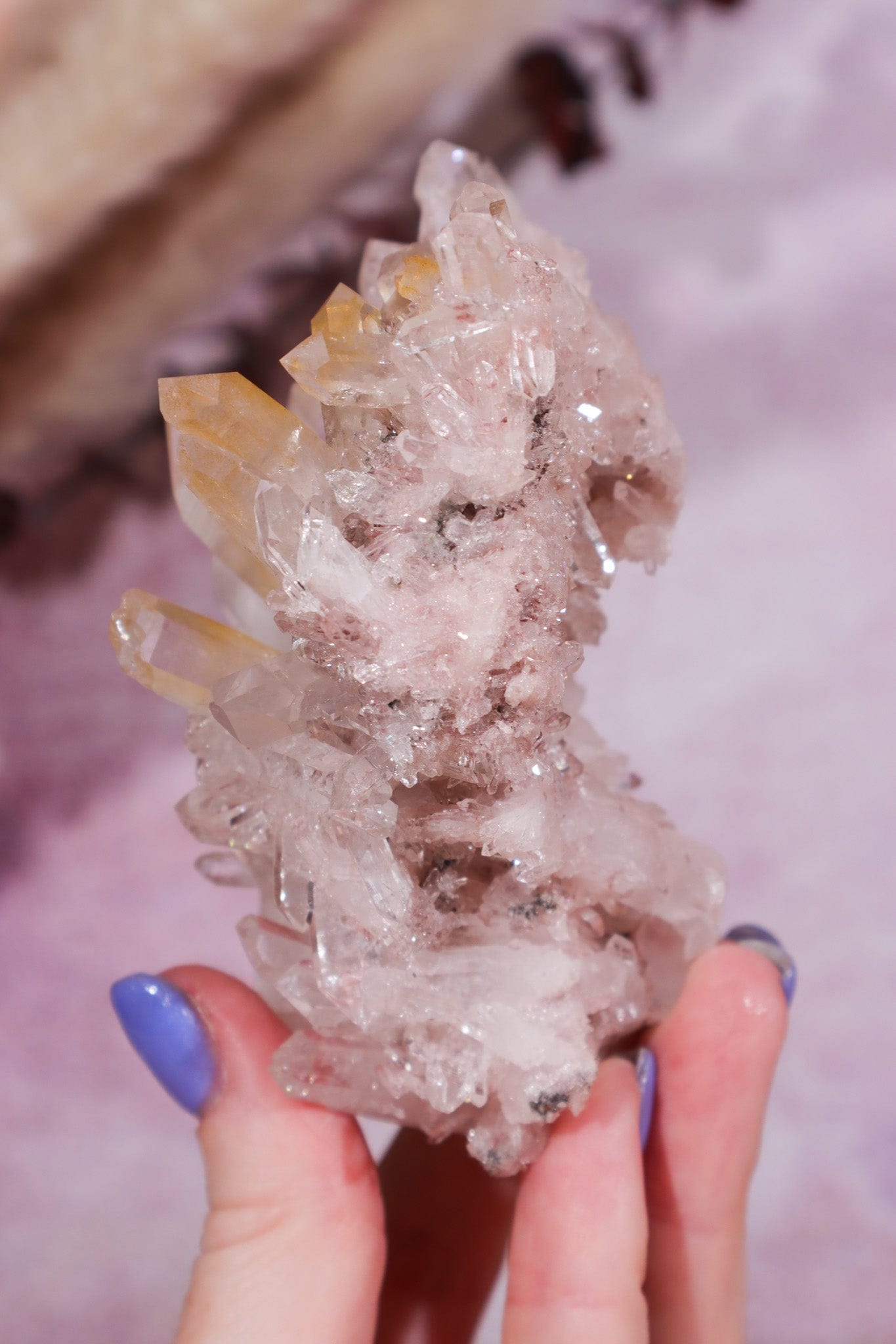 Pink Lemurian Cluster with Halloysite Inclusions 0.2kg Rocks & Fossils Tali & Loz Crystals