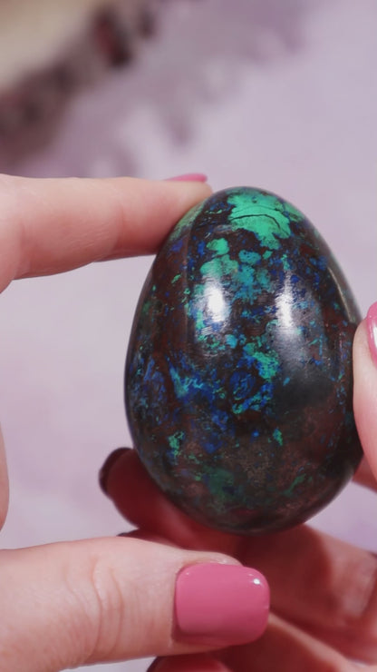 Shattuckite, Copper, Malachite Egg 5.5cm