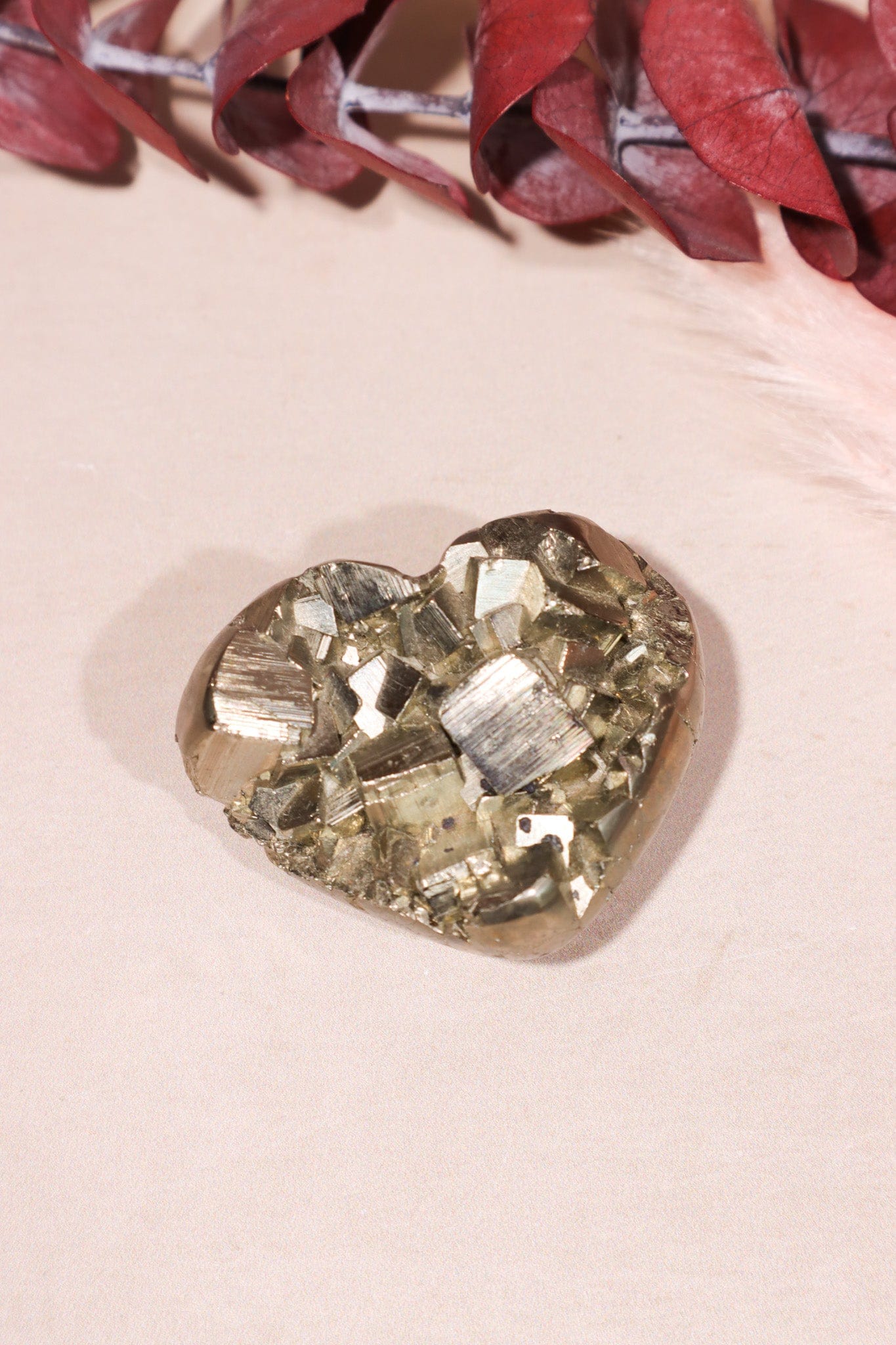 Pyrite Heart 45mm Mushrooms Tali & Loz