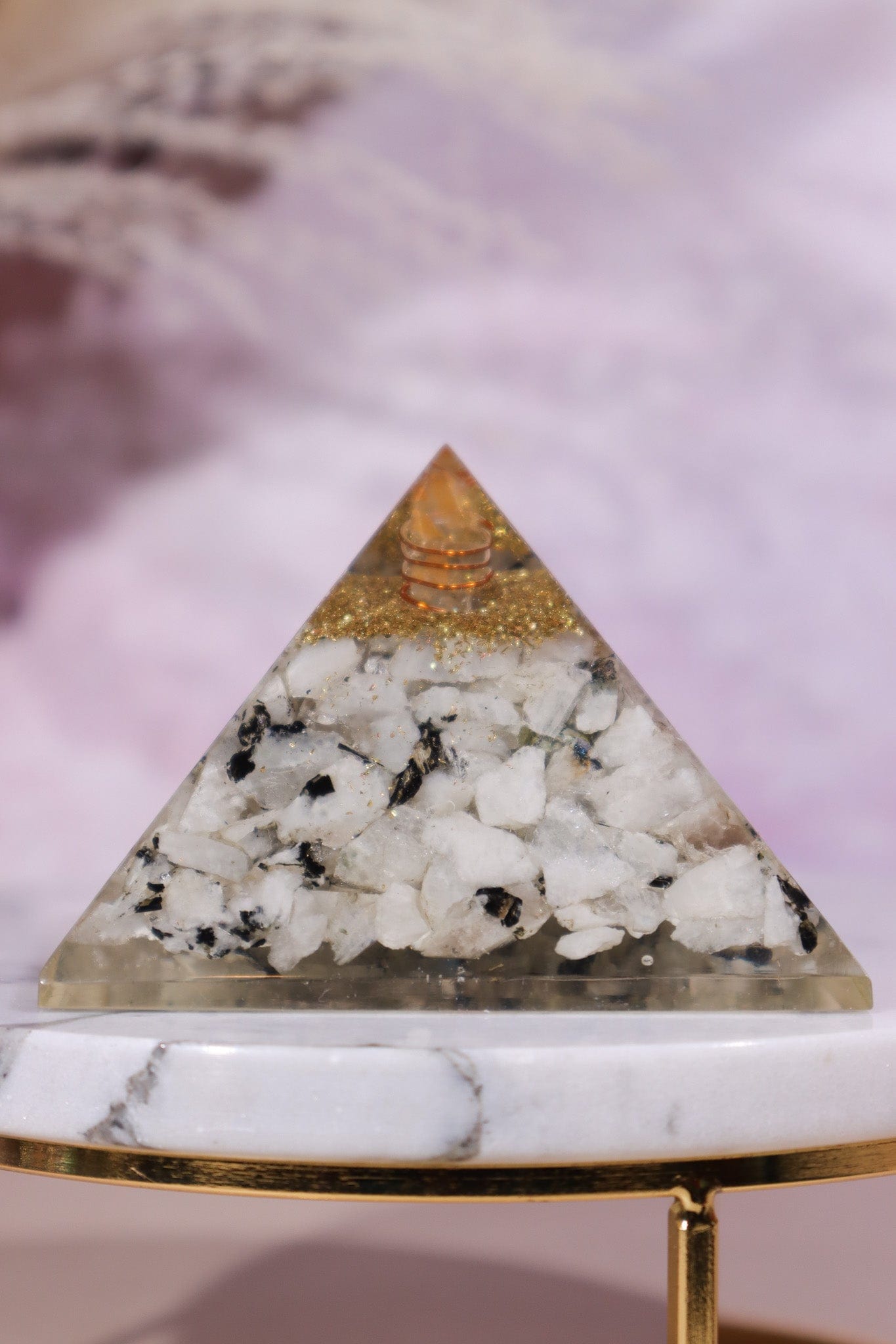 Rainbow Moonstone Orgone Pyramid 6.5cm Orgone Tali & Loz Crystals