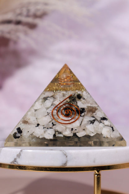 Rainbow Moonstone Orgone Pyramid 6.5cm Orgone Tali & Loz Crystals