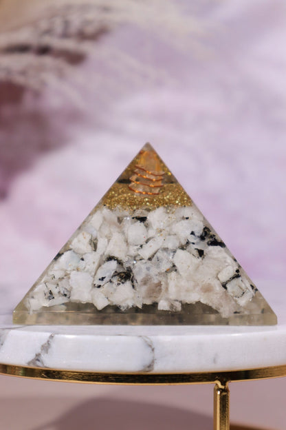 Rainbow Moonstone Orgone Pyramid 6.5cm Orgone Tali & Loz Crystals