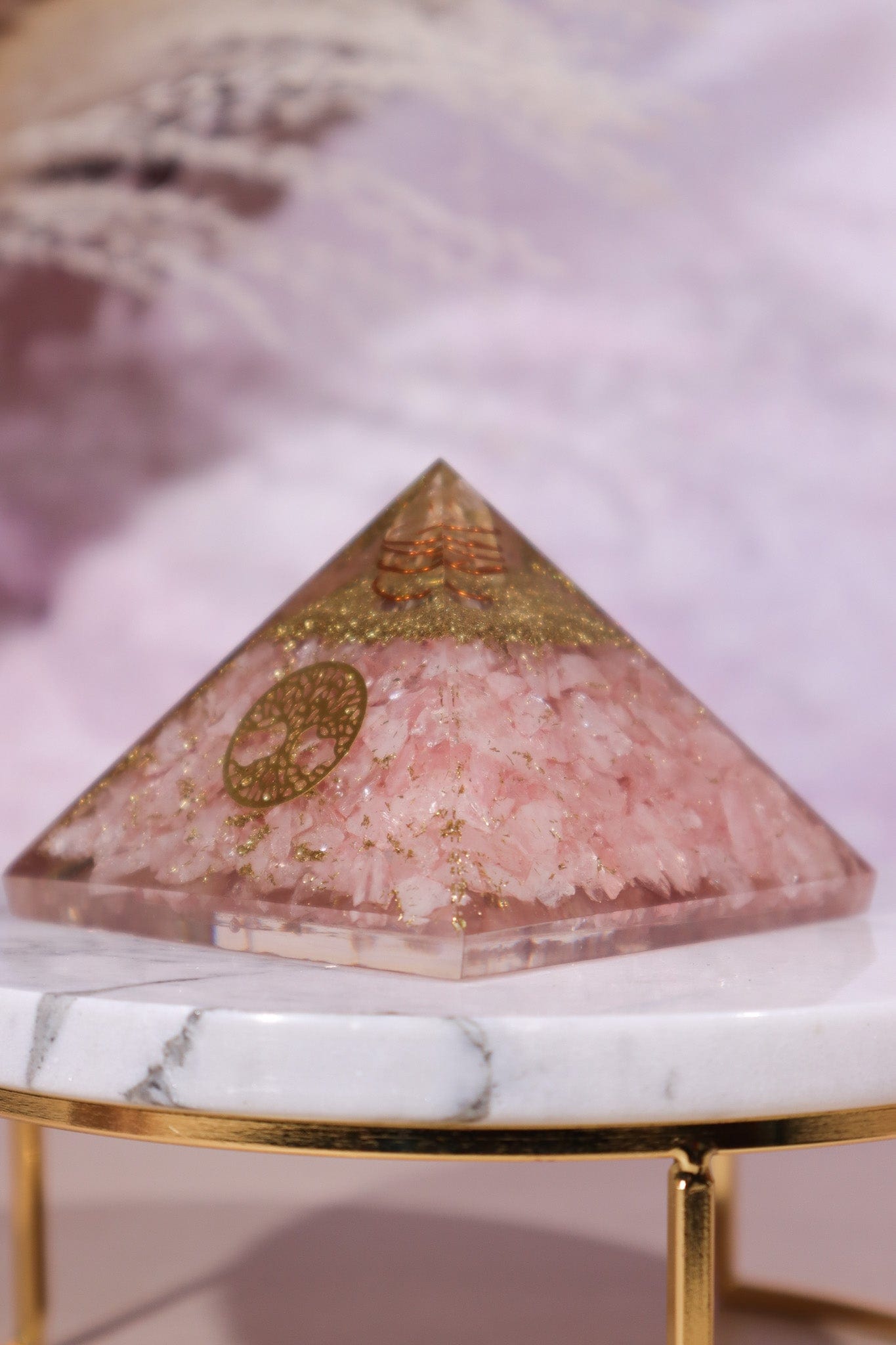 Rose Quartz Orgone Pyramid 6.5cm Orgone Tali & Loz Crystals