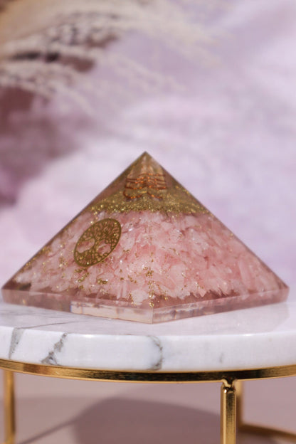 Rose Quartz Orgone Pyramid 6.5cm Orgone Tali & Loz Crystals