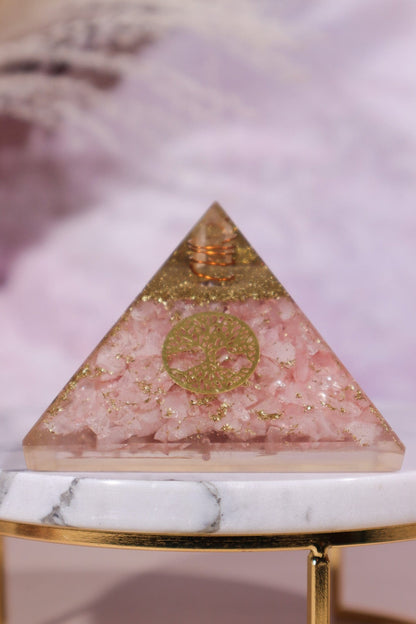 Rose Quartz Orgone Pyramid 6.5cm Orgone Tali & Loz Crystals