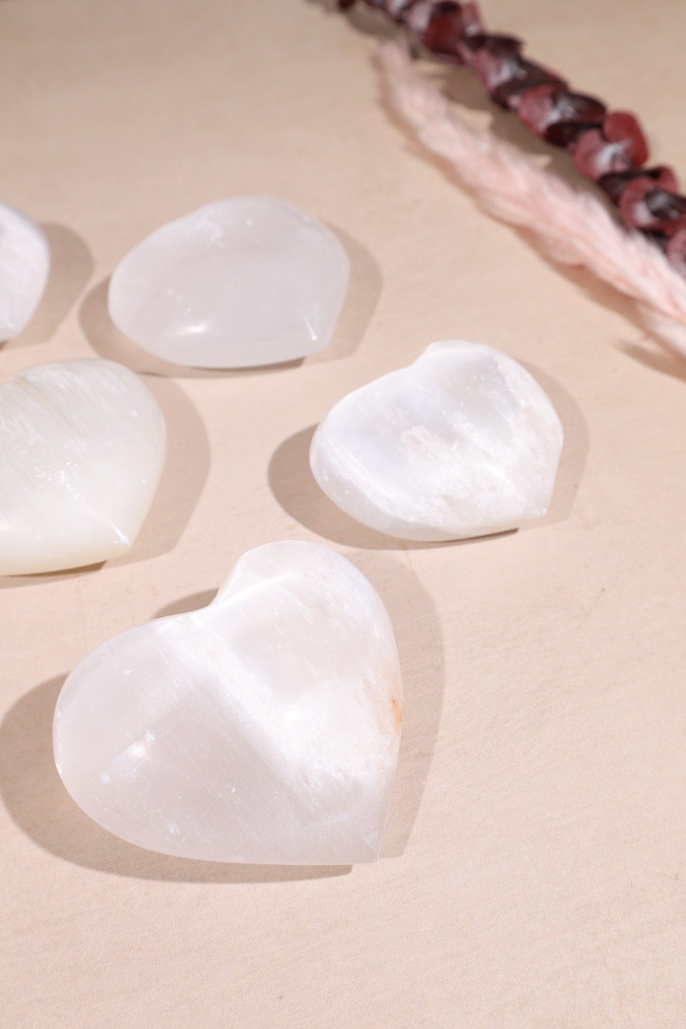 Selenite Hearts Large 8cm Palmstone Tali & Loz Crystals