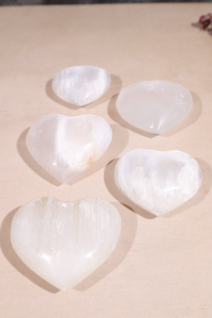 Selenite Hearts Large 8cm Palmstone Tali & Loz Crystals