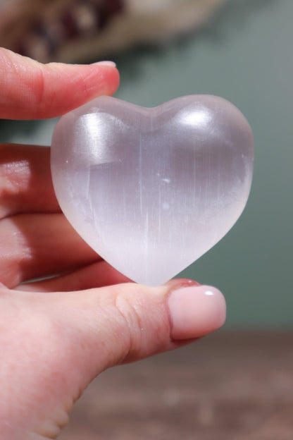 Selenite Hearts Small 6cm Palmstone Tali & Loz Crystals