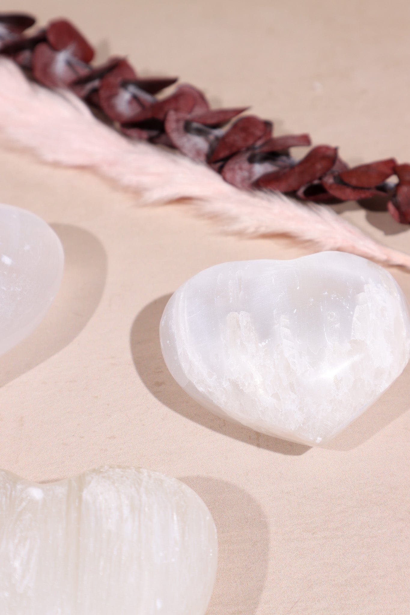 Selenite Hearts Small 6cm Palmstone Tali & Loz Crystals