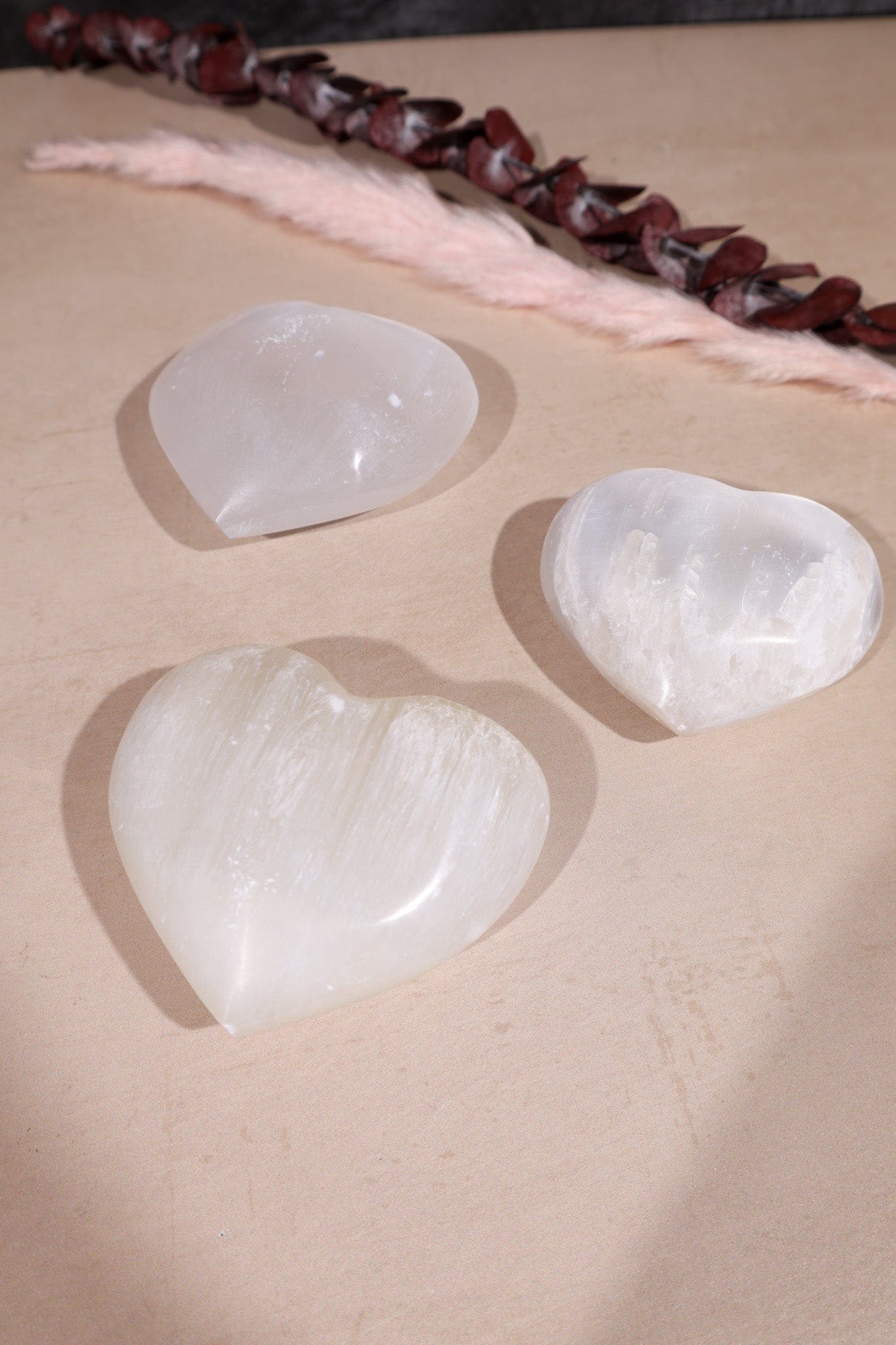 Selenite Hearts Small 6cm Palmstone Tali & Loz Crystals