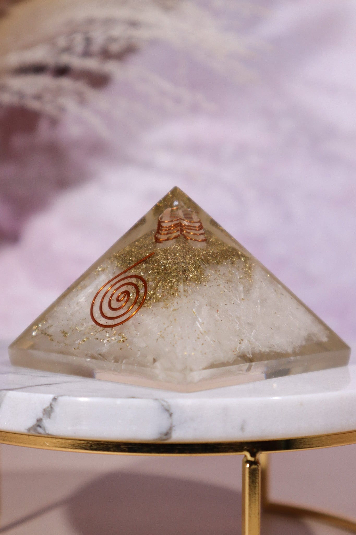 Selenite Orgone Pyramids 6cm Orgone Tali & Loz Crystals