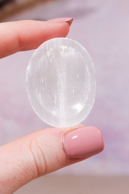 Selenite Worry Stones 4cm Palmstone Tali & Loz Crystals