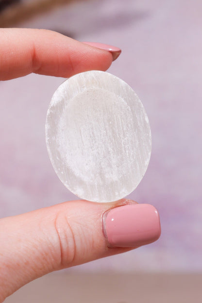 Selenite Worry Stones 4cm Palmstone Tali & Loz Crystals