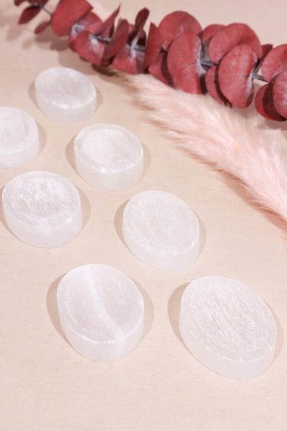 Selenite Worry Stones 4cm Palmstone Tali & Loz Crystals