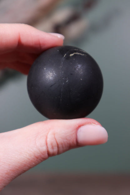 Shungite Spheres Matt 35mm Spheres Tali & Loz Crystals