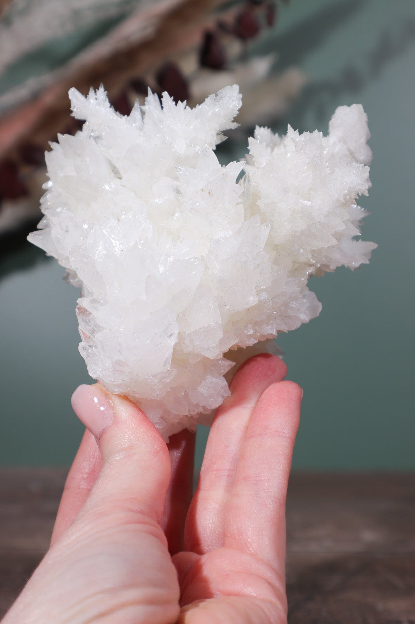 Snow White Aragonite Specimen 358gr Specimens Tali & Loz Crystals