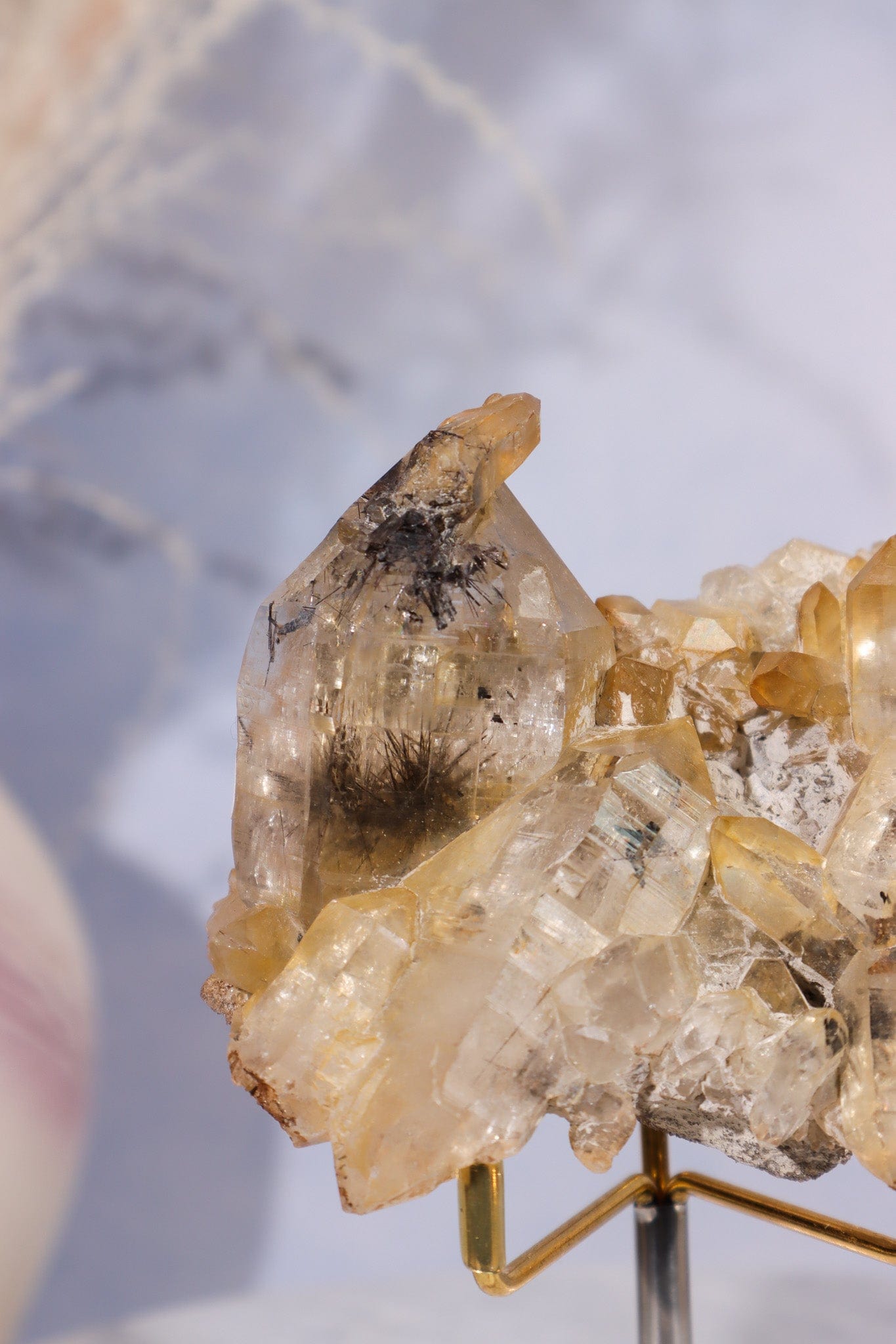 Tourmaline in Iron Stained Etched Quartz Cluster Specimen 211gr Clusters Tali & Loz Crystals