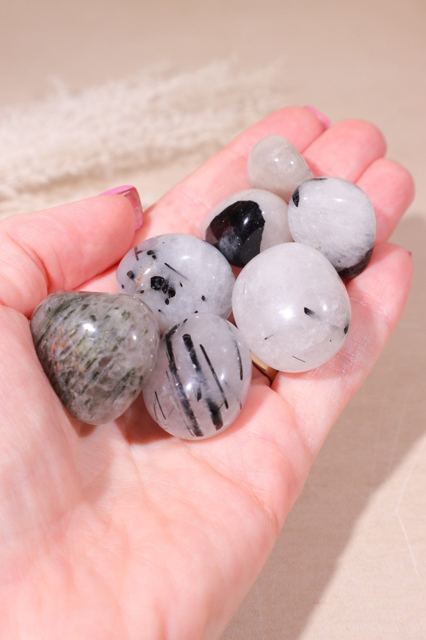 Tourmaline in Quartz Tumblestones 20-30mm Clusters Tali & Loz Crystals